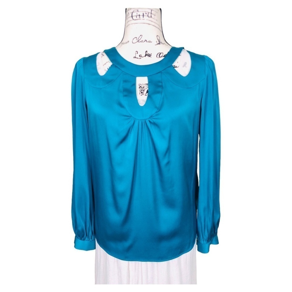 Milly Silk Cut-out Neck Blouse